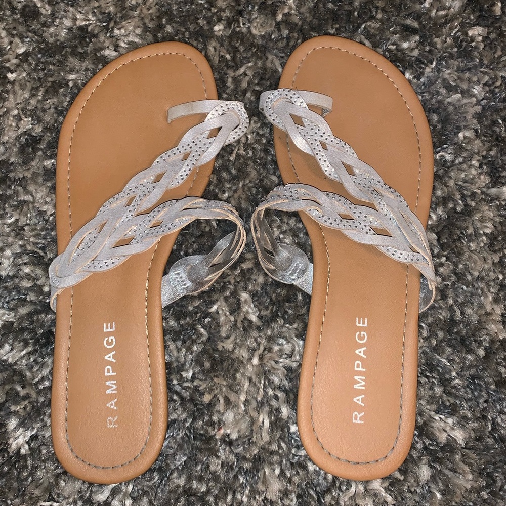Rampage silver strap toe slide sandal